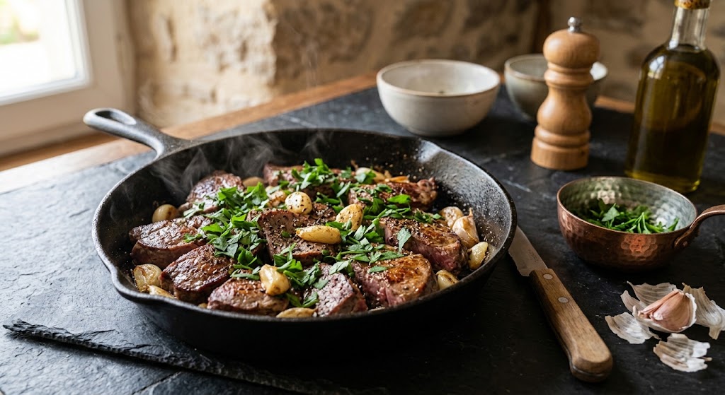recette cœur de bœuf ail persil